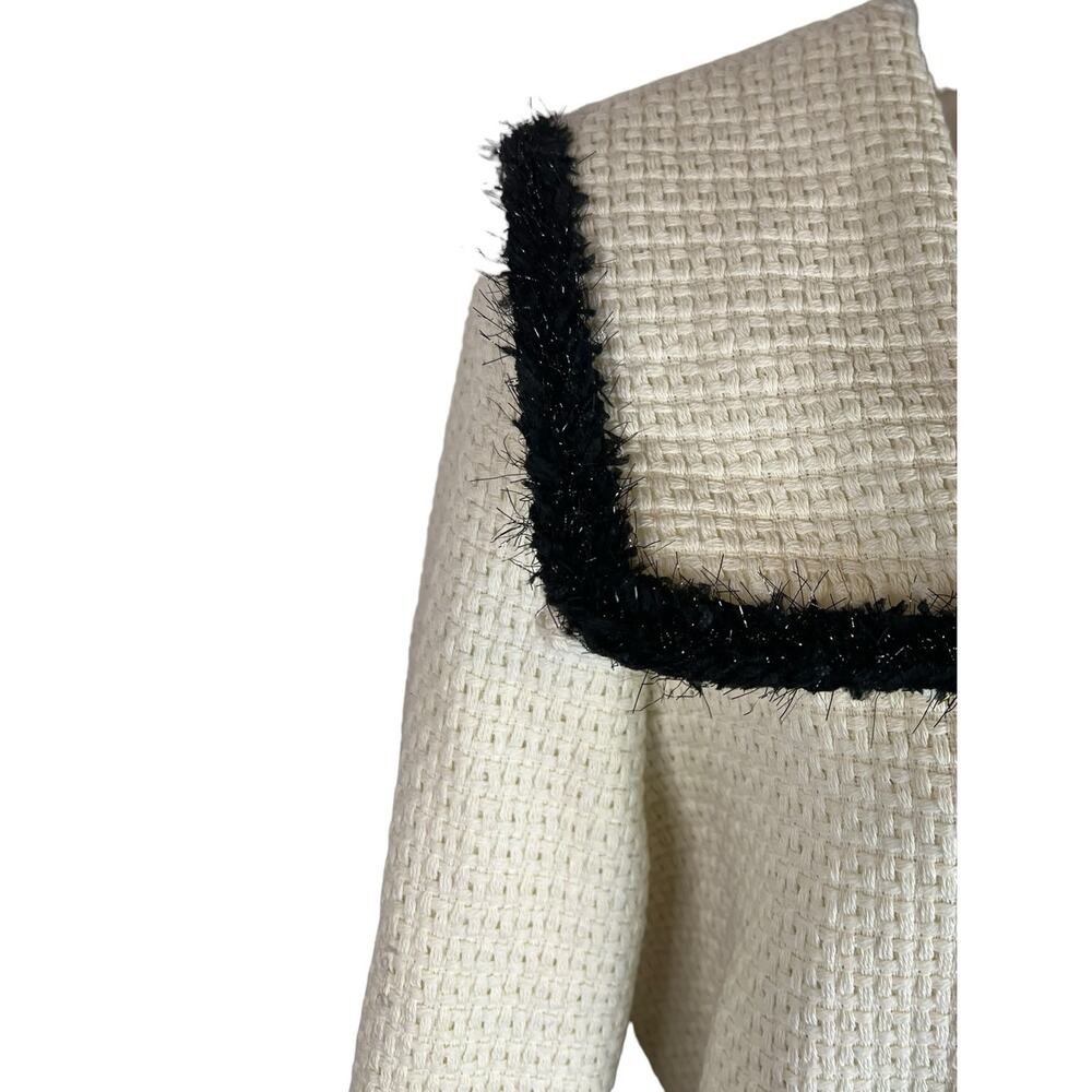 Dazy Ivory Black Tweed Womens Blazer XL Career Office Professional Brunch - Picture 2 of 11